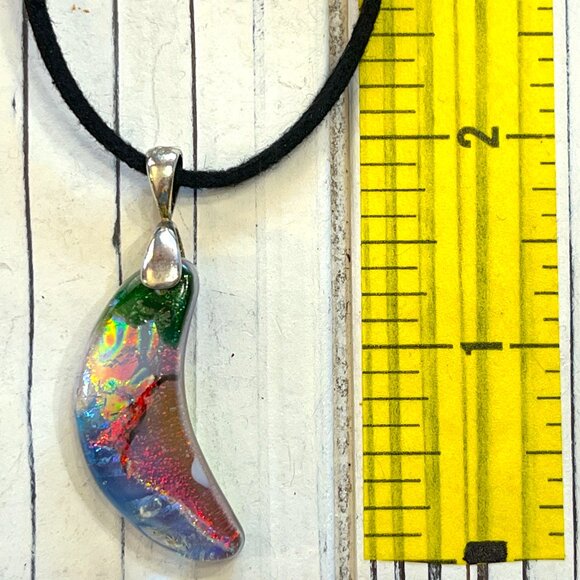 Crescent Moon Dichroic Glass Pendant - Picture 4 of 4